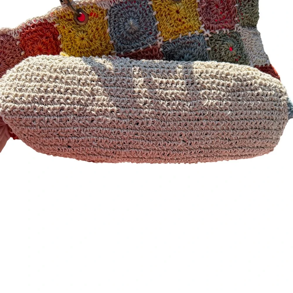 Coco + Carmen Crochet Tote Bag Women OS Multi NWT Granny Square Boho